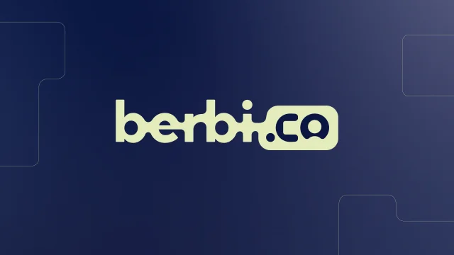 Logo der Marke „berbi.co“ in abgerundeter, moderner Typografie auf dunklem Hintergrund.