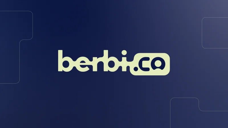 Logo der Marke „berbi.co“ in abgerundeter, moderner Typografie auf dunklem Hintergrund.