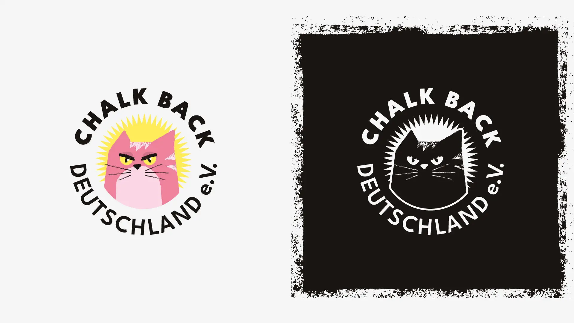 Schlanke Wort-Bild-Marke mit dem Schriftzug ‚Chalk Back Deutschland e.V.‘ in schwarzer, serifenloser Schrift, begleitet von einem minimalistischen Kreide-Icon