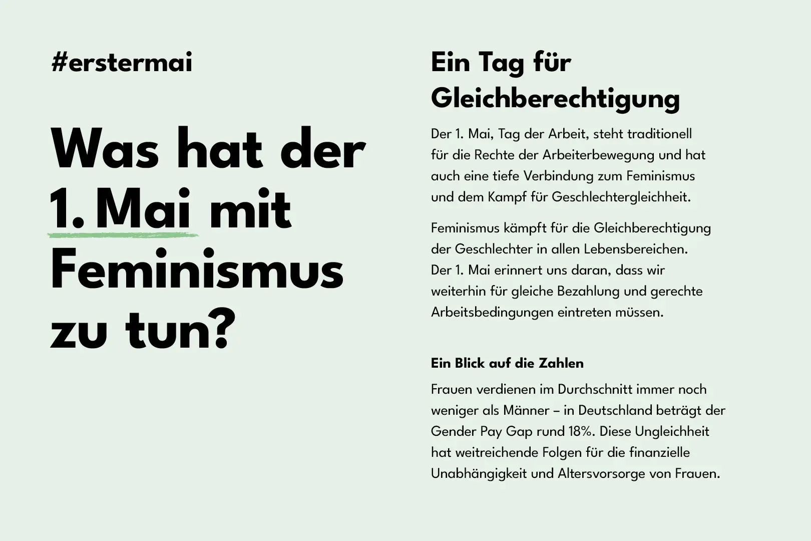 Plakat mit dem Text ‚Was hat der 1. Mai mit Feminismus zu tun?