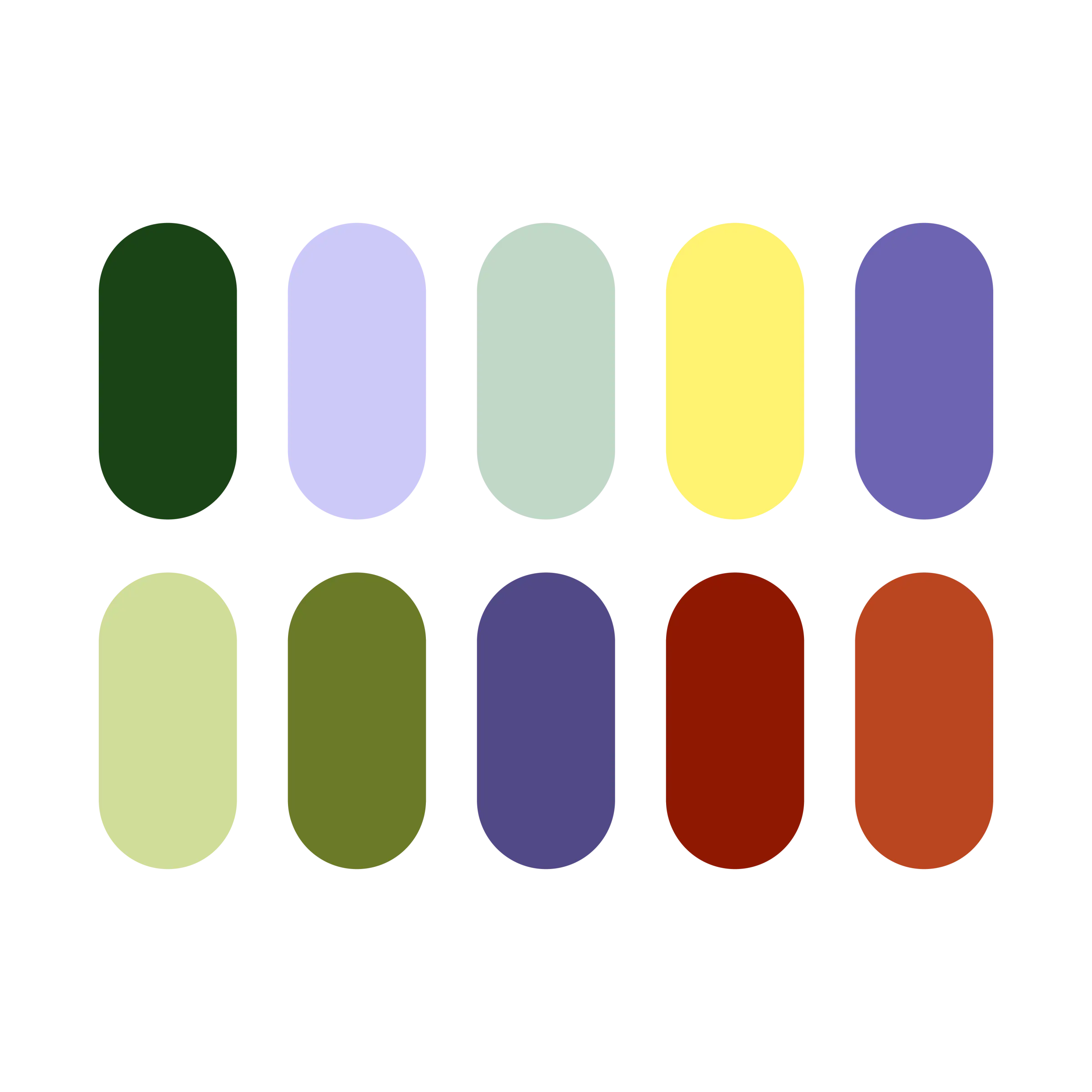 Unterschiedliche Farben, welche in pillenartige Fl&auml;chen dargestellt werden.