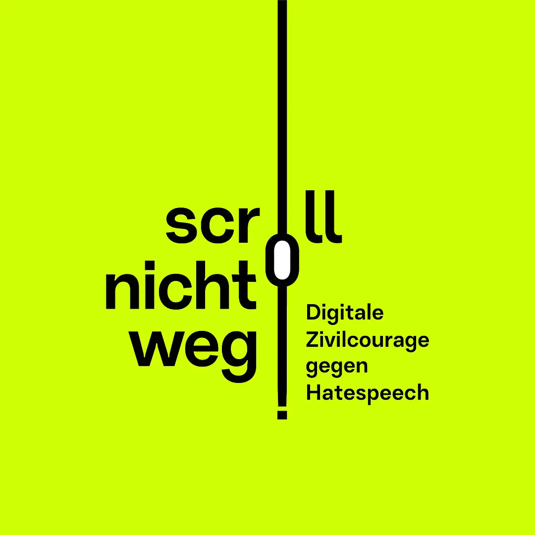 das ScrollNichtWeg-Logo auf neongr&uuml;n