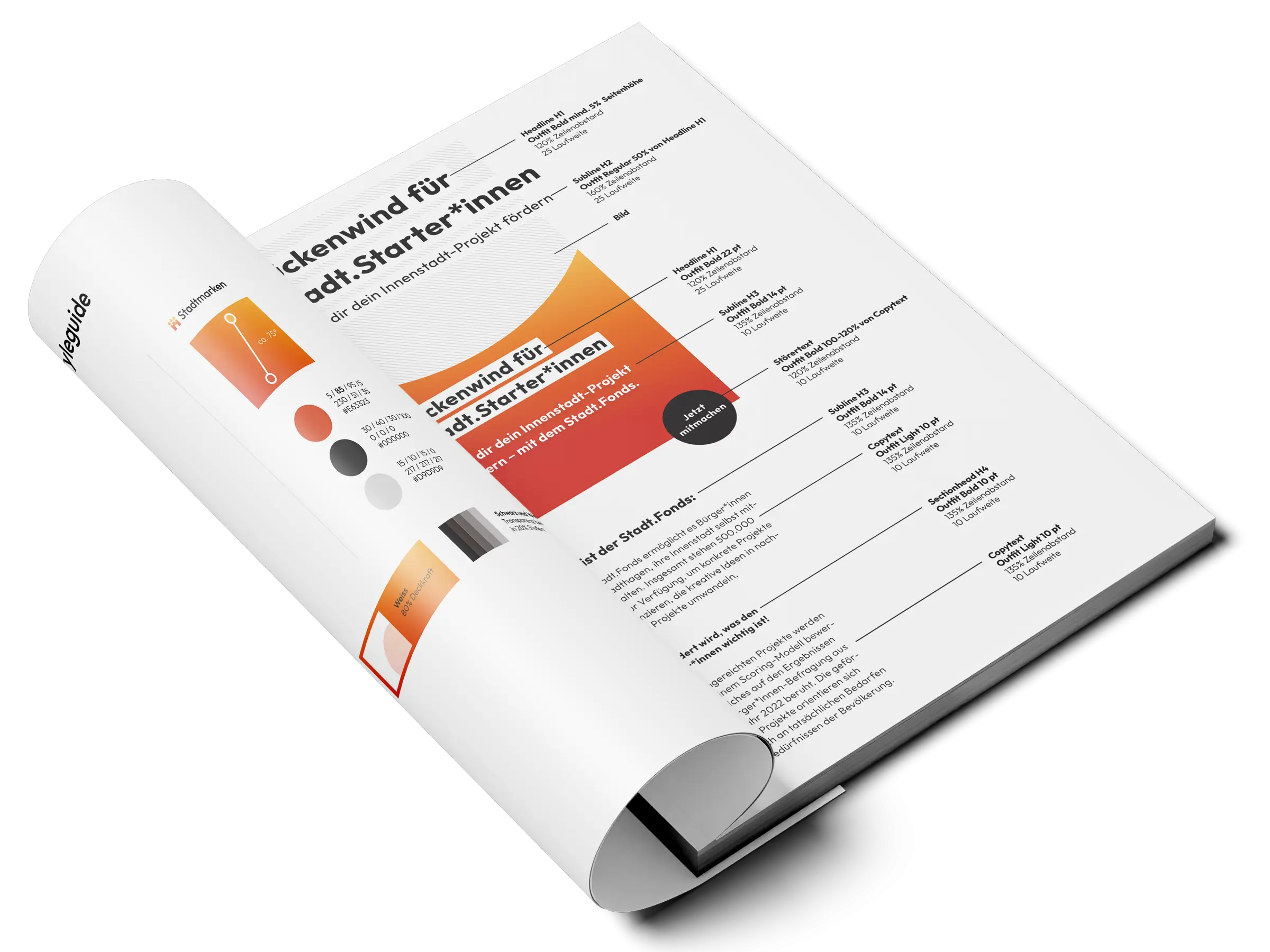 Eine Abbildung von einer Brosch&uuml;re, die das entwickelte Corporate Design von Stadthagen zeigt.
